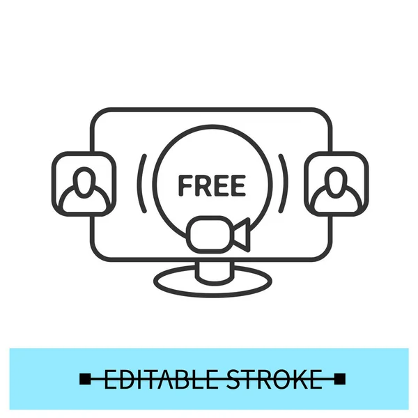 Icono de acceso gratuito a videoconferencias. Educación digital y e-learning sign.Thin línea vector editable ilustración — Vector de stock