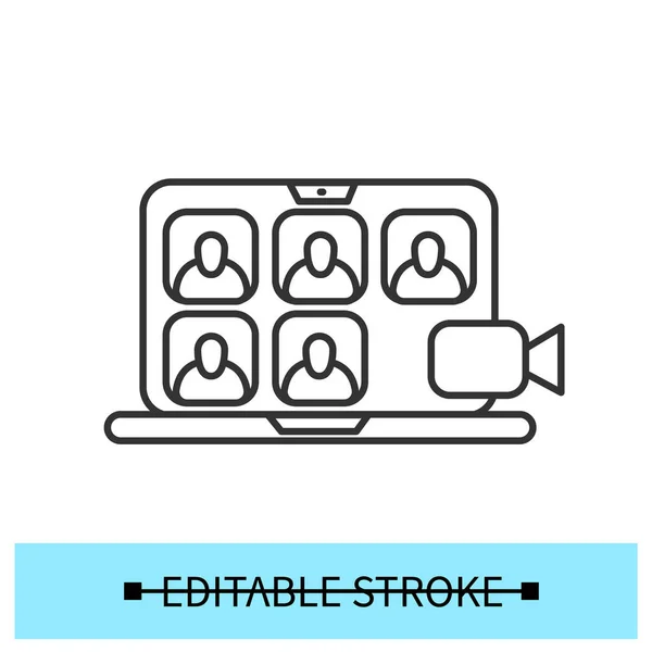 Іконка онлайн-конференції. Віддалена ділова зустріч та концепція цифрової освіти. Векторні ілюстрації — стоковий вектор