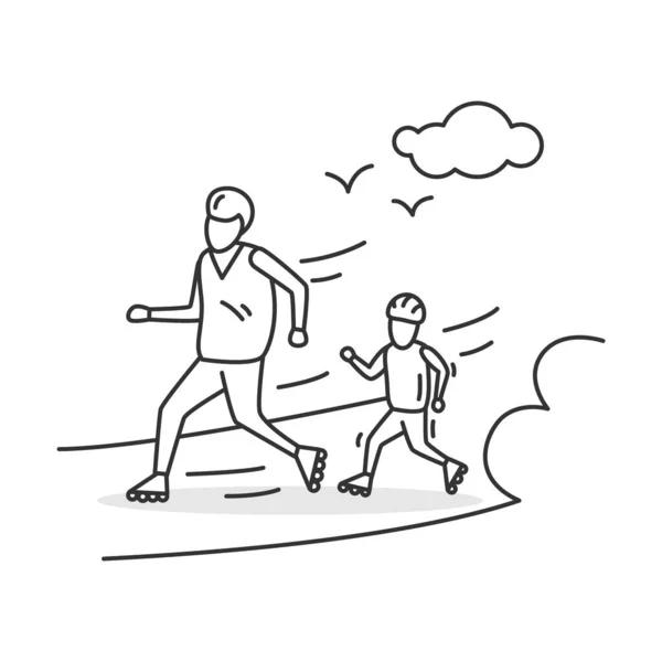 Icono de patinaje. Paternidad y patinaje infantil. Actividad familiar simple ilustración vectorial — Vector de stock