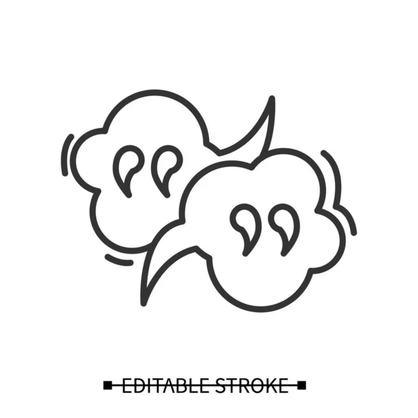 Ikona dialogu Uvozovky. Tenká čára vektorová ilustrace bubliny řeči tvaru mraku — Stockový vektor