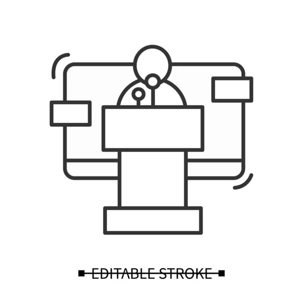 Lautsprecher-Ikone. Pressekonferenz und offizielle Positionierung. Dünnlinienvektor — Stockvektor