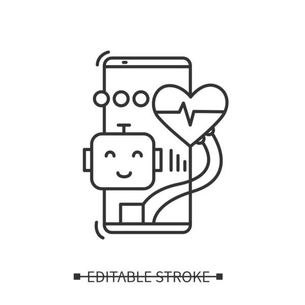 AI in healthcare icon.Line illustration pictogram of distant medical service and digital mediction. 온라인 박사. 로고와 웹을 위한 에디트 벡터 — 스톡 벡터