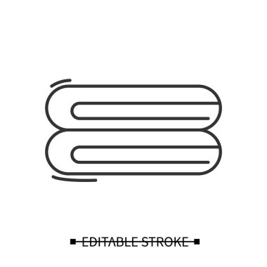 Havlu simgesi. Katlanmış spor salonu yumuşak pamuk havlu yığını basit çizgi vektör illüstrasyonu