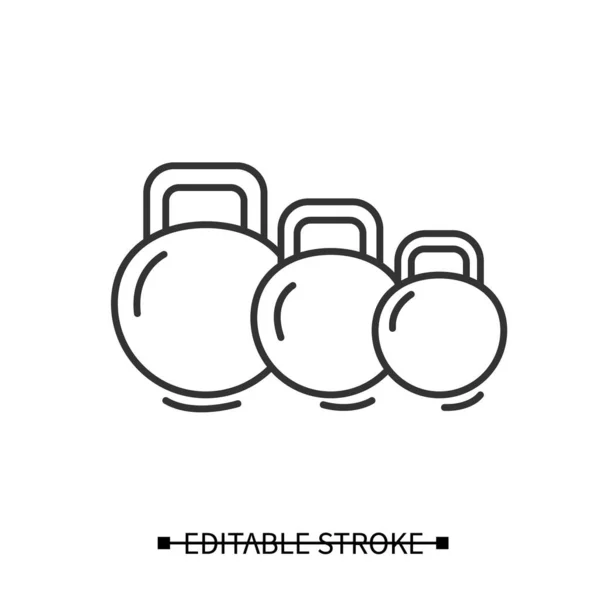 Icône Kettlebells. Équipement de levage de poids lourd illustration de ligne simple — Image vectorielle