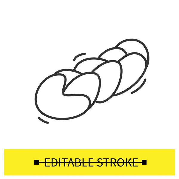Gire el icono de la rosquilla. Forma de trenza frita profunda o pastelería al horno línea vector ilustración — Vector de stock