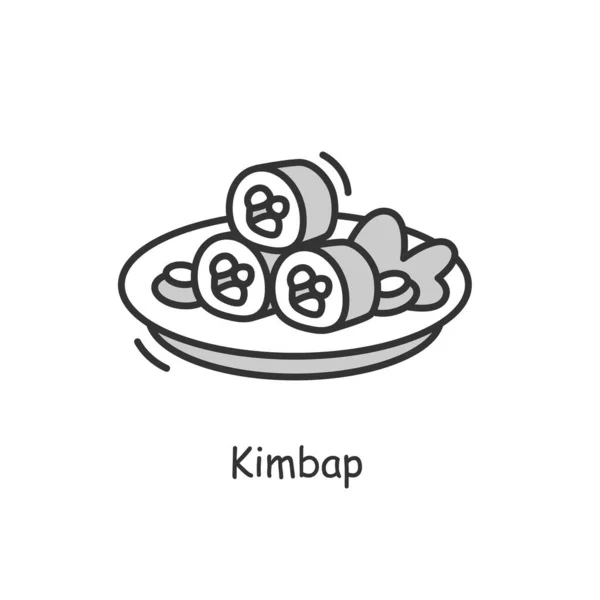 Kimbap-Symbol. Koreanische mit Algen umwickelte Rollen. Abbildung eines Dünnlinien-Vektors — Stockvektor