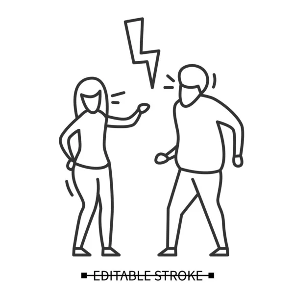 Icona del conflitto familiare. Uomini e donne che urlano e litigano. Semplice illustrazione vettoriale. — Vettoriale Stock