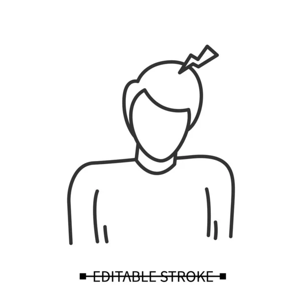 Icono de dolor de cabeza. Hombre con migraña de intensidad media. Ilustración vectorial. — Vector de stock