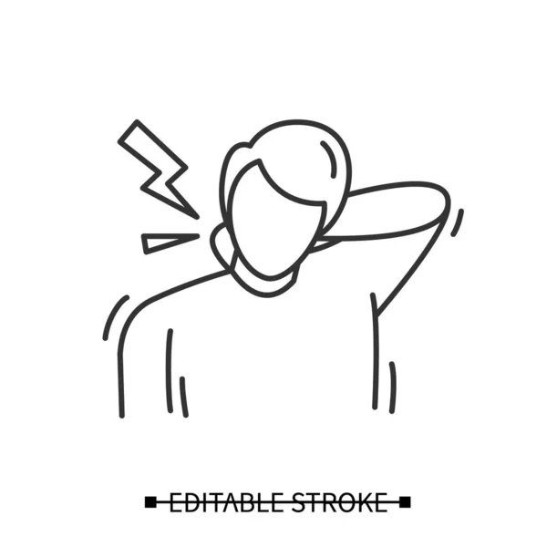 Icona del dolore al collo. Un uomo che soffre di torcicollo. Pittogramma vettoriale semplice — Vettoriale Stock