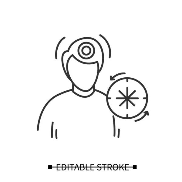 Kopfschmerzsymbole, Mann mit chronischer Migräne. Einfache Vektorillustration. — Stockvektor