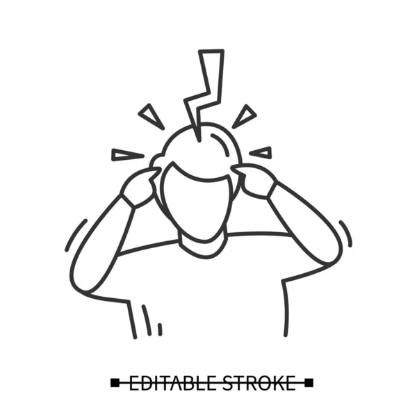 Huvudvärksikonen. En man med svår huvudvärk. Vektorillustration. — Stock vektor
