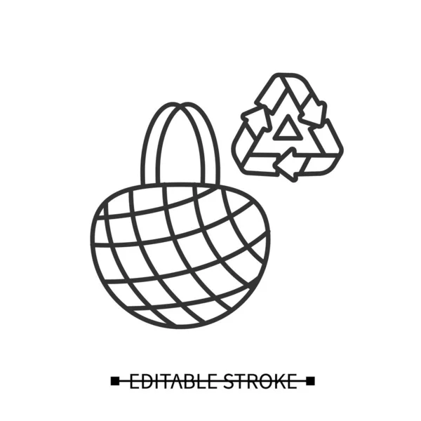 Netztaschen-Symbol. Wiederverwendbare Baumwollfaden Lebensmitteleinkaufstasche einfache Vektorillustration — Stockvektor