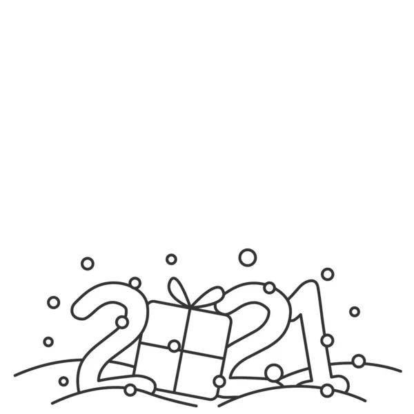 2021 Navidad y año nuevo saludo caligrafía con caja actual. Ilustración editable. — Archivo Imágenes Vectoriales