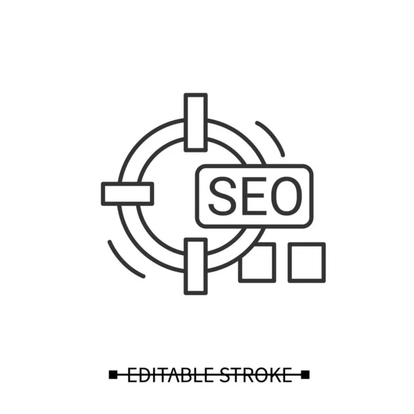 Icono de Seo targeting. Concepto esquemático pictograma de optimización precisa de motores de búsqueda — Vector de stock