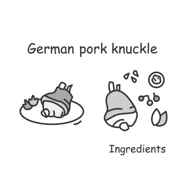 Domuz budu ikonu. Geleneksel Alman yemeği ve malzemeleri basit vektör illüstrasyonu