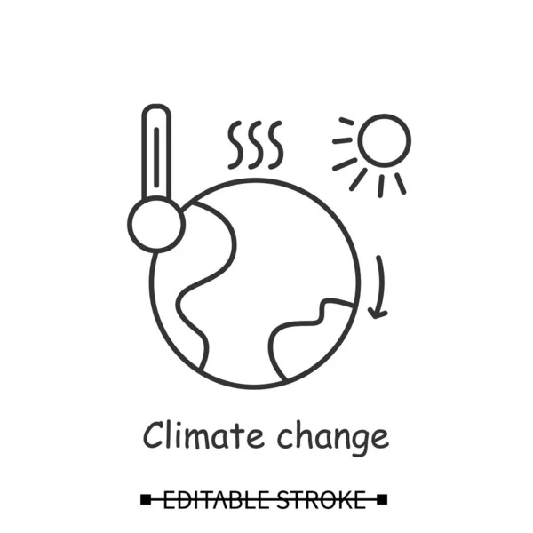 Klímaváltozás ikon. Föld földgömb szenved globális felmelegedés egyszerű vektor illusztráció — Stock Vector
