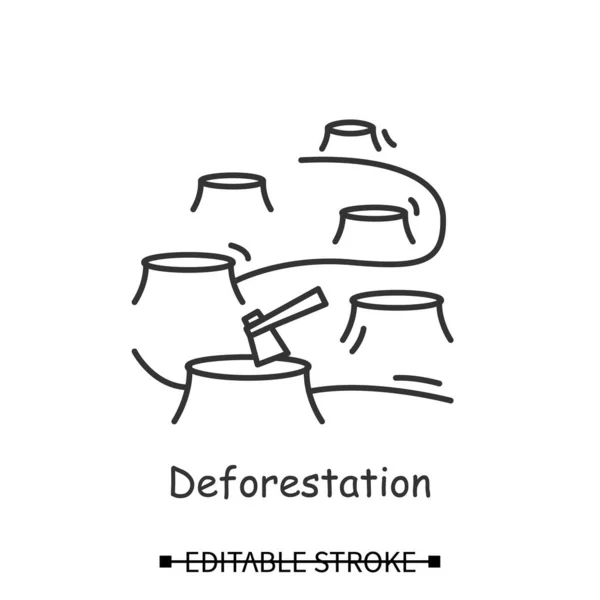 Symbol der Entwaldung. Abholzung von Regenwäldern und Auswirkungen auf die Umwelt einfache Vektorillustration — Stockvektor
