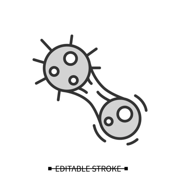 Icono de mutación covid. Evolución del virus y mitosis molecular ilustración simple vector — Vector de stock