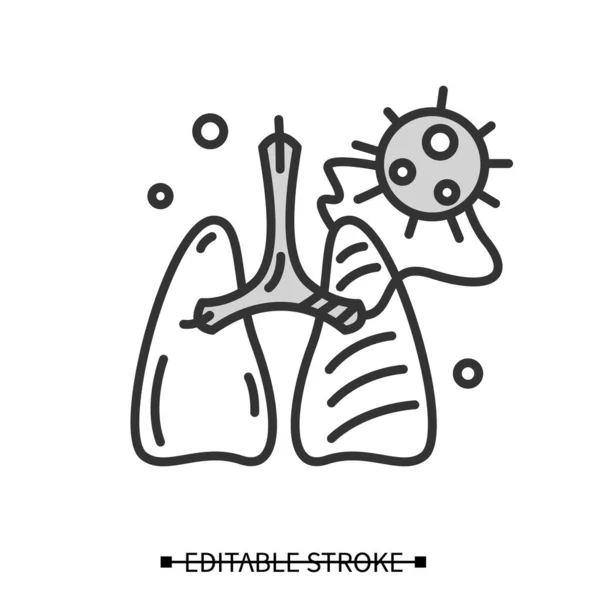 Icona della polmonite Covida. Virus causato blocco polmonare, complicazioni semplice illustrazione vettoriale — Vettoriale Stock