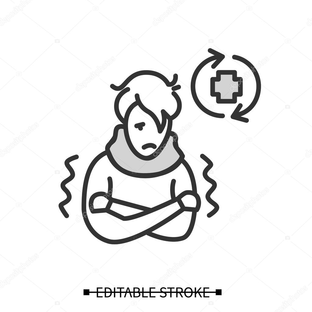 Sick person icon. Covid re-ill patient, repeated infection simple vector illustration