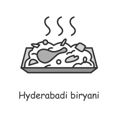 Hyderabadi biryani hat simgesi. Geleneksel Hint yemeği. Düzenlenebilir vektör illüstrasyonu