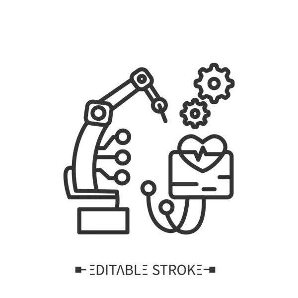 자동화 된 치료 과정 아이콘. 로봇화. 똑똑 한 기술. Editable vector illustration — 스톡 벡터