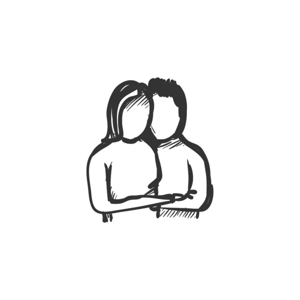 Icône de ligne de compassion. Joyeux couple.Saint-Valentin. Illustration vectorielle isolée — Image vectorielle