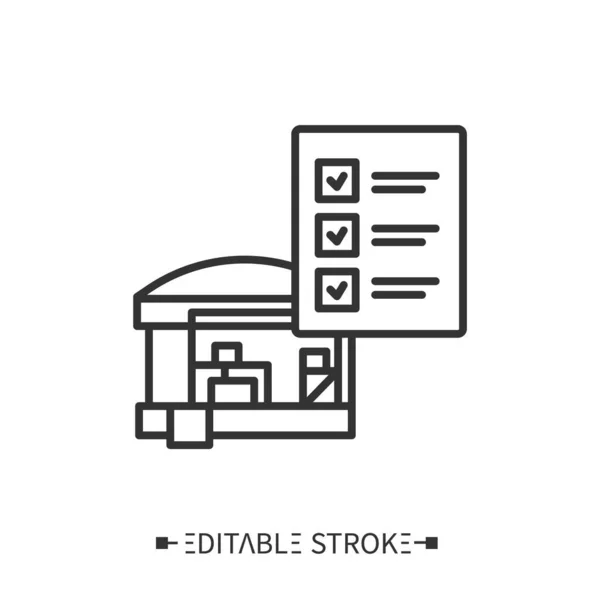 Icono de línea de comprobación de inventario. Contando acciones. Ilustración vectorial editable — Vector de stock