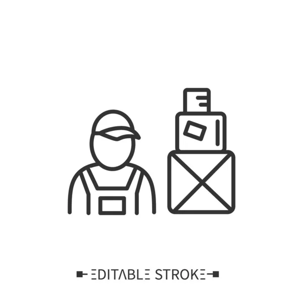 Storekeeper line icon. Storage worker. Editable vector illustration — Stock Vector