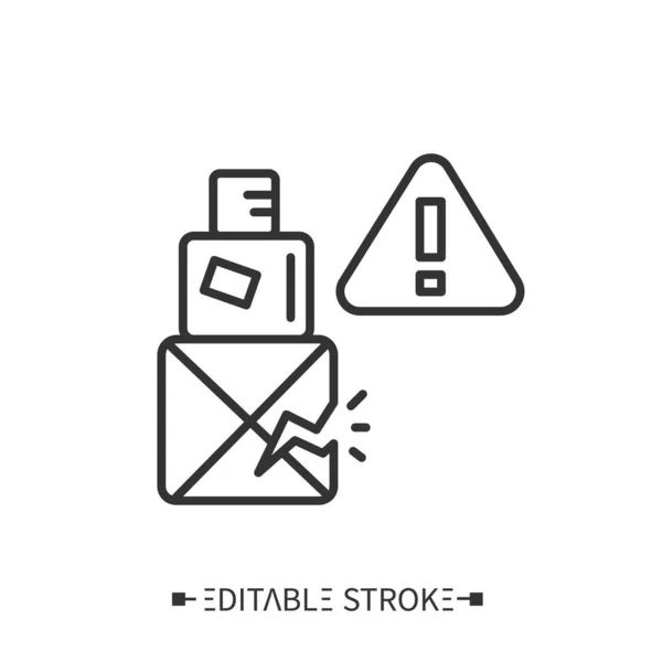 Daño icono de línea de paquete. Paquete frágil. Ilustración vectorial editable — Vector de stock