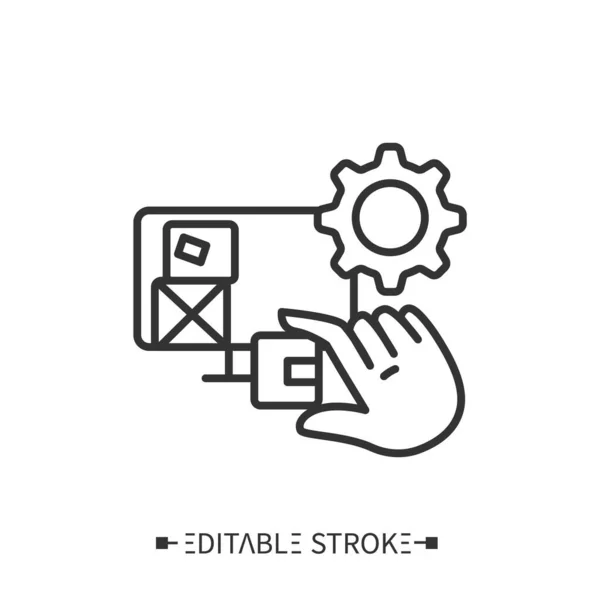Icono de línea de gestión de inventario. Software de control de inventario. Ilustración vectorial editable — Vector de stock