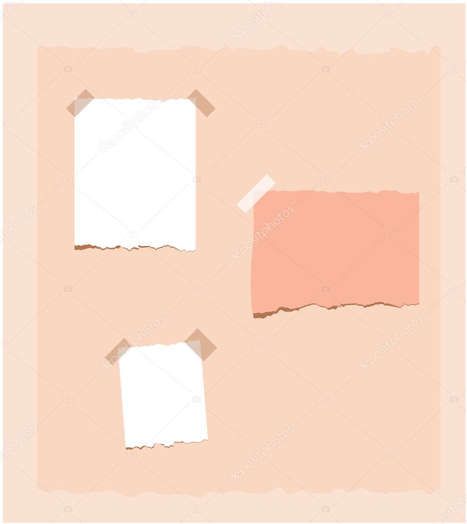 Sticky notes pastel coral color minimalist mood board template of photo frame