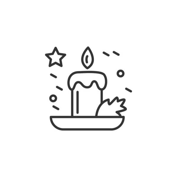 Icona della linea di candele natalizie. Atmosfera natalizia. Illustrazione del vettore modificabile — Vettoriale Stock