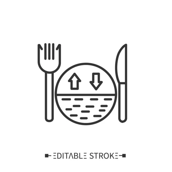 Servindo linha de tamanho icon.Portion control.Balanced nutrition.Editable ilustração — Vetor de Stock