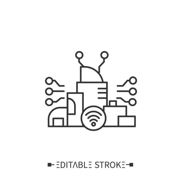Icono de línea de ciudad inteligente. Ilustración vectorial editable — Vector de stock