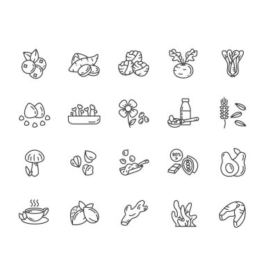 Superfood çizgisi simgeleri ayarlandı. Beslenme takviyeleri