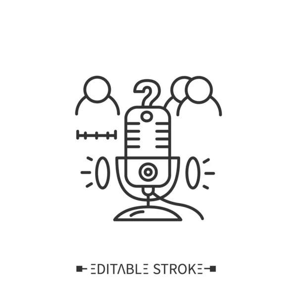 Podcast formato linea icon.Podcast tempo, tipo, stile — Vettoriale Stock