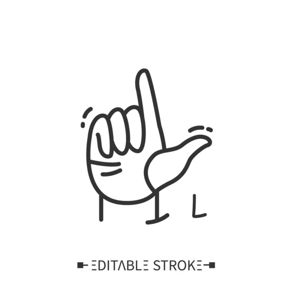 Ruční gesto s ikonou řádku písmene L. Upravitelné — Stockový vektor