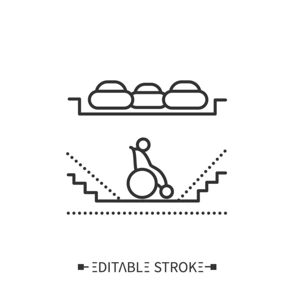 Passage inférieur accessible en fauteuil roulant avec icône de rampe — Image vectorielle