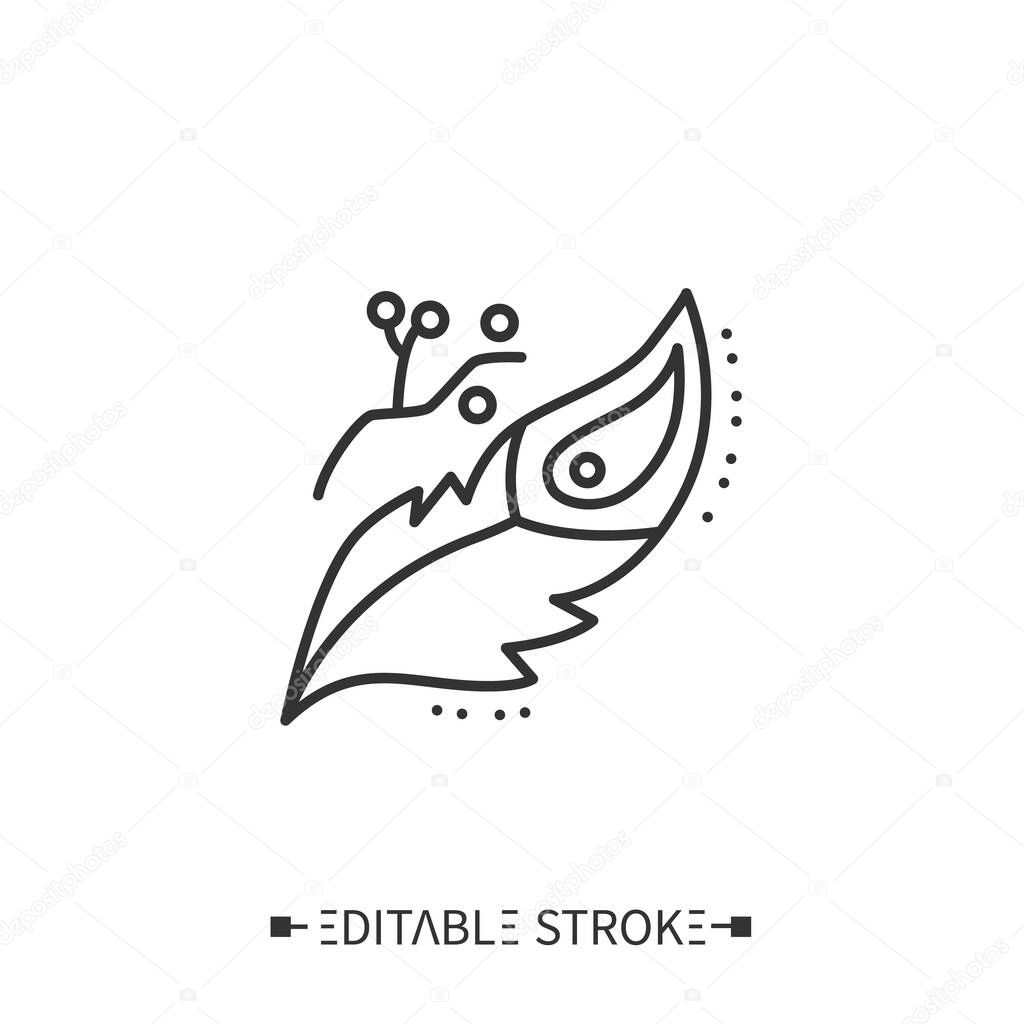 Bird feather line icon. Editable illustration