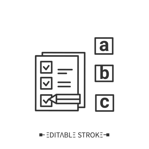 Icono de línea de prueba de idioma. Ilustración editable — Vector de stock