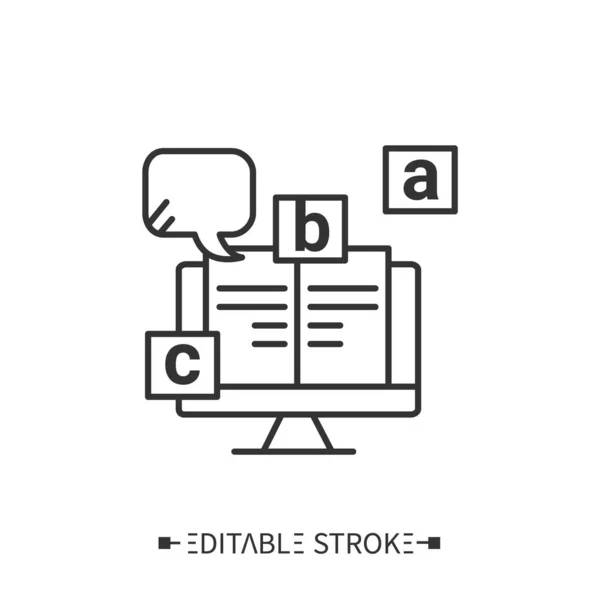 Icono de línea de aprendizaje de idiomas en línea. Editable — Vector de stock