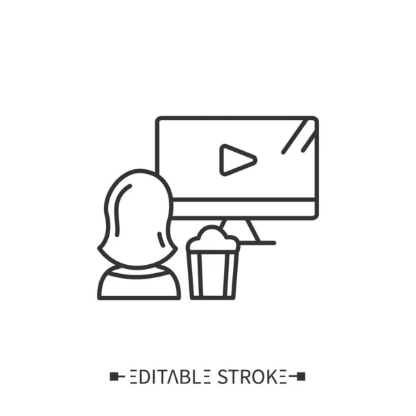 Icono de línea de aprendizaje de vídeo. Editable — Vector de stock