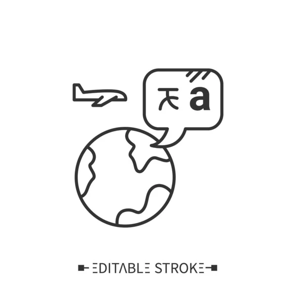 Taal reizen lijn pictogram. Bewerkbare illustratie — Stockvector