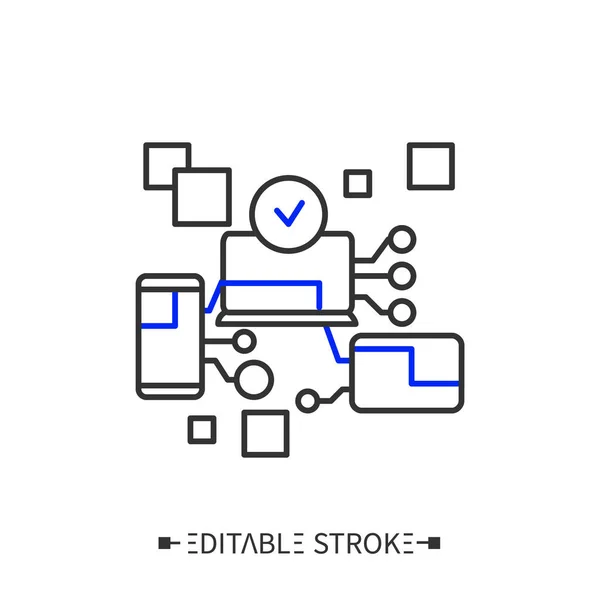Icono de línea de aplicación adaptada. Ilustración editable — Vector de stock