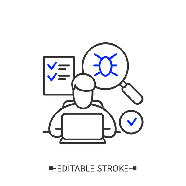 Icono de línea de prueba de aplicación. Ilustración editable — Vector de stock