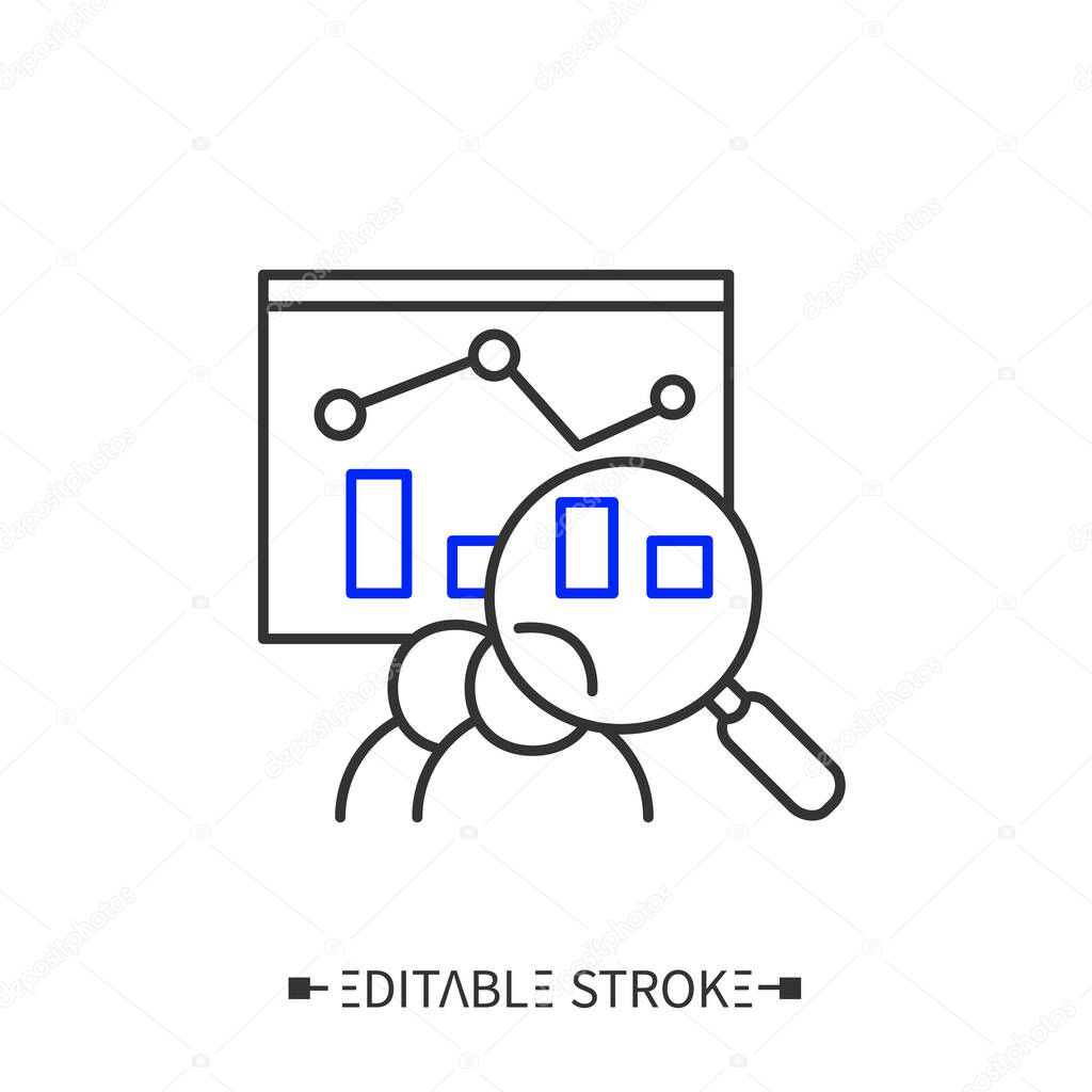 Market research line icon. Editable illustration
