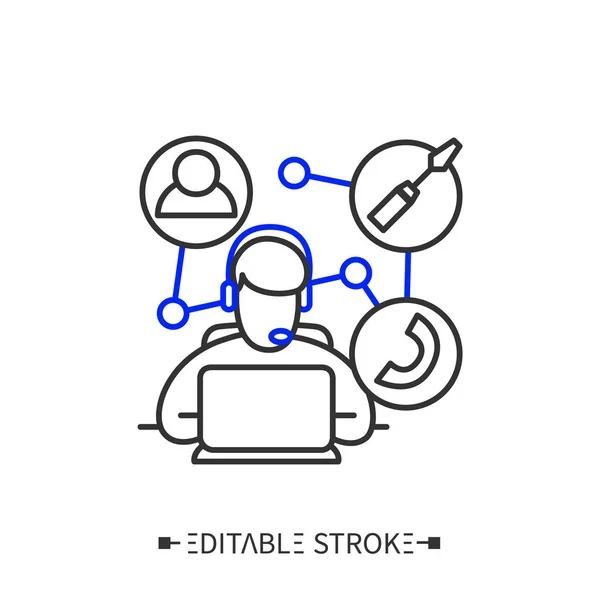 Icono de línea de administrador de soporte. Ilustración editable — Vector de stock