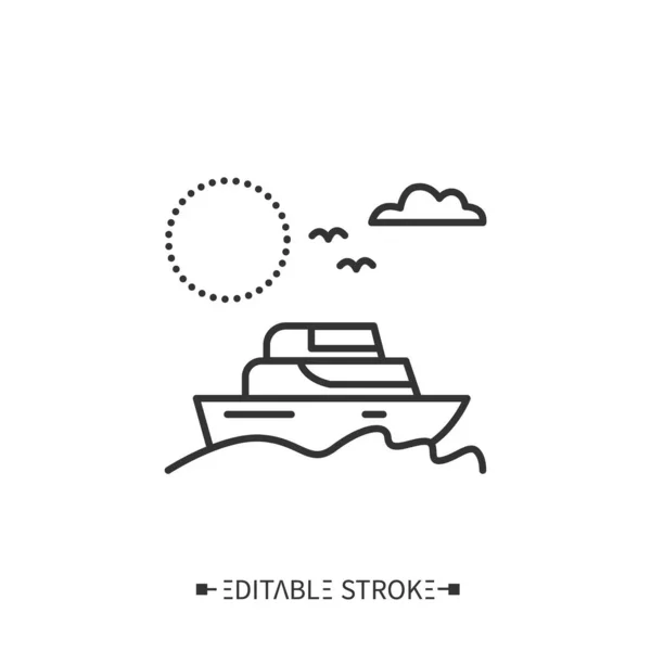 Icono de línea de yate. Ilustración editable — Vector de stock