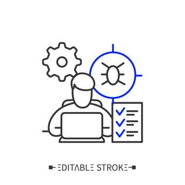 Hata ayıklama çizgisi simgesi. Düzenlenebilir resimleme